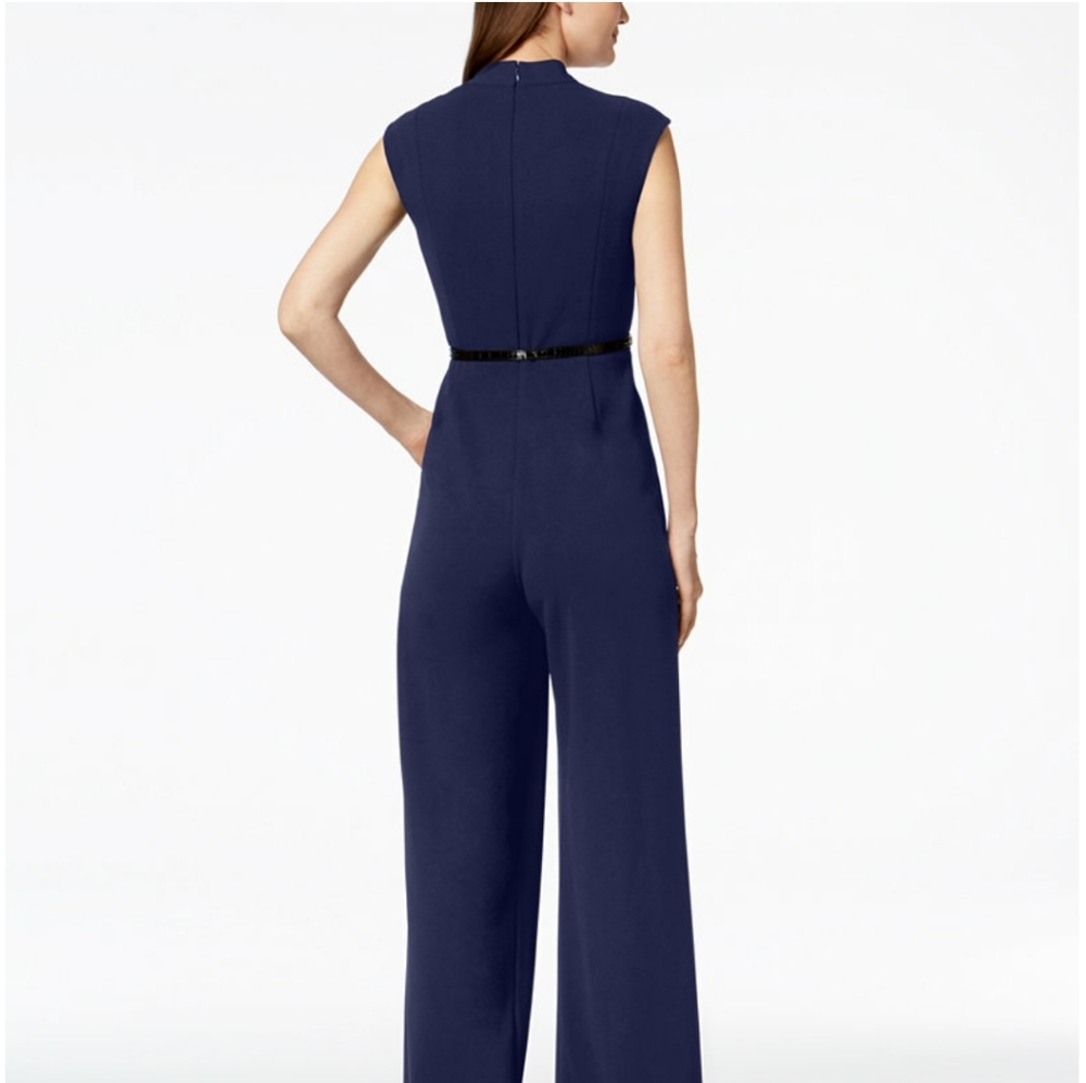 Calvin Klein Belted Cap-Sleeve Jumpsuit - Picture 2 of 2